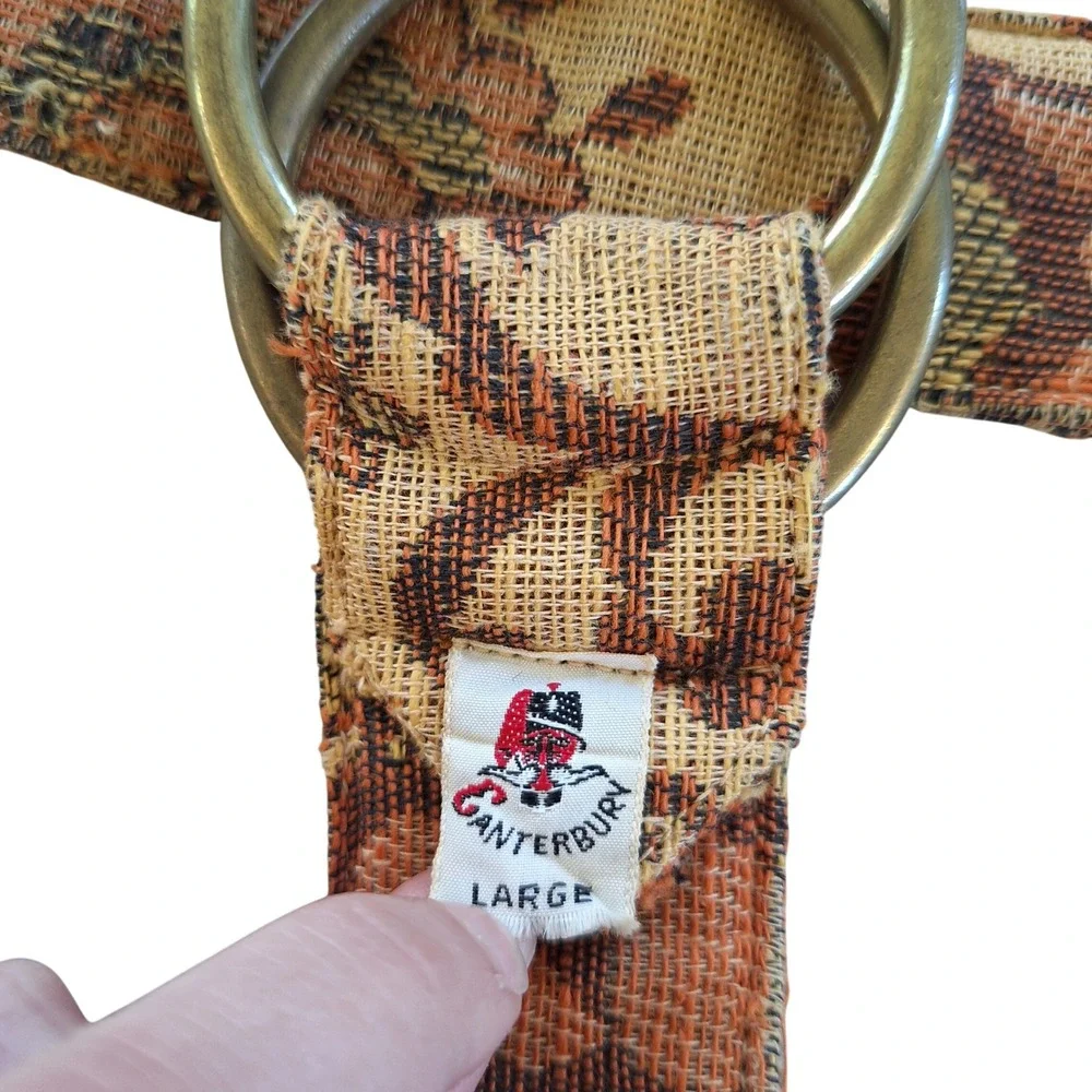 Canterbury Vtg Belt Boho Earthy 1970s Tapestry Double O Ring Large FLAW READ